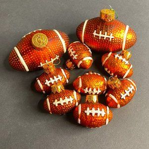 Football Christmas Tree Ornaments Lot of 9